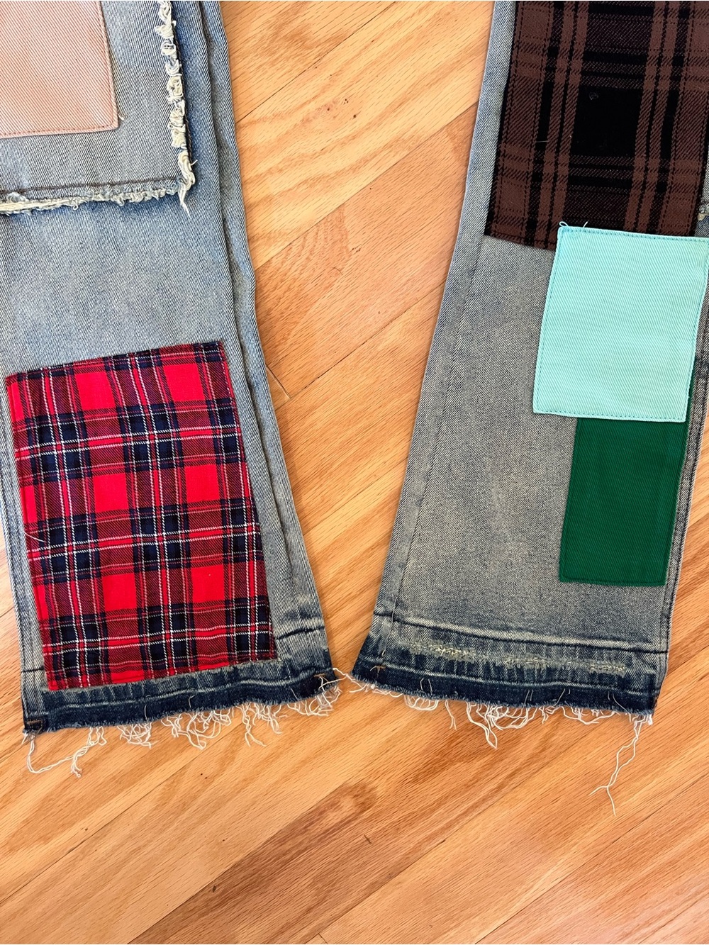 RÊVES PARIS Patchwork Carpenter Jeans | Double Knee Distressed | Size 30 - Picture 3 of 14